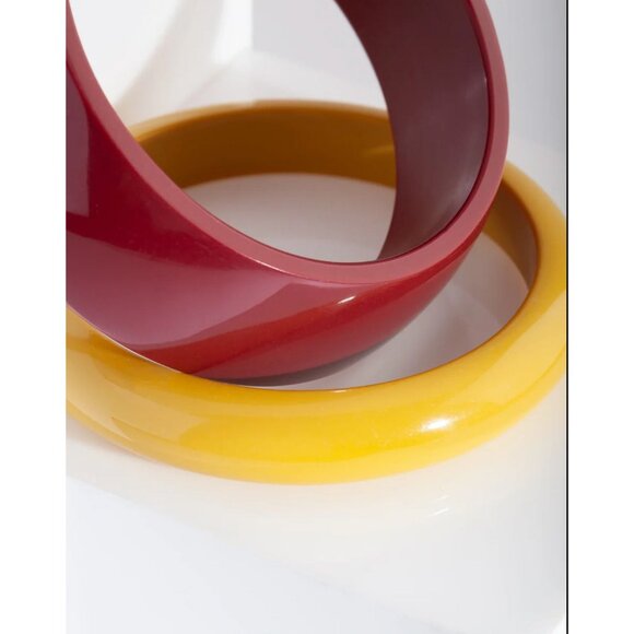 NWT Lovisa 3 PC Bangle Set Chunky Vibrant Bracelet Stack Red Orange Yellow Mod - Picture 3 of 5